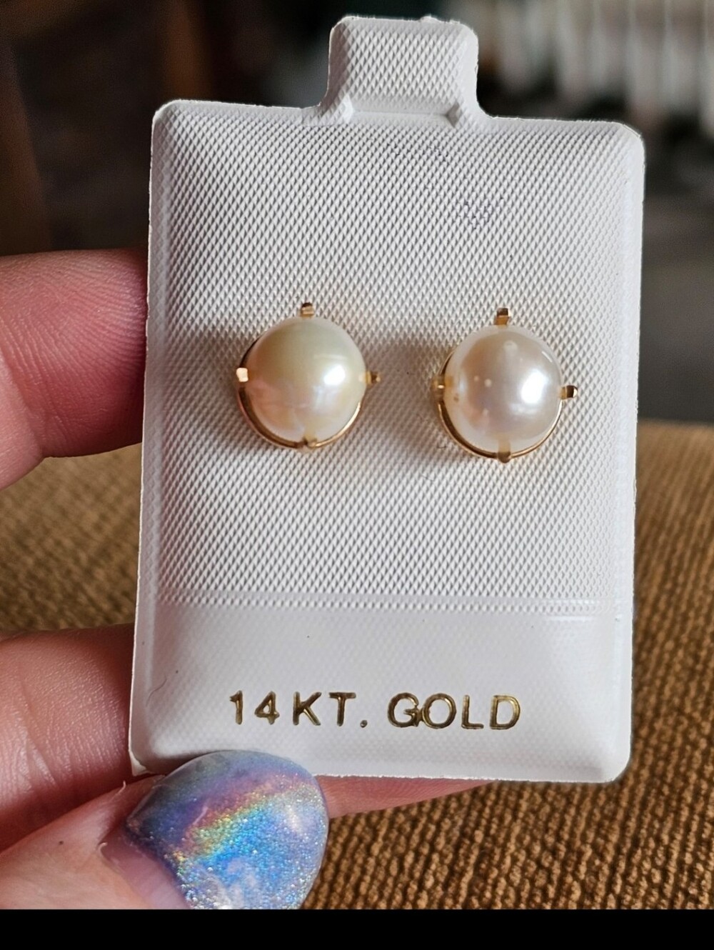 New. Old stock. 14k large pearl earrings! Solid 14k gold. Backs are not gold but